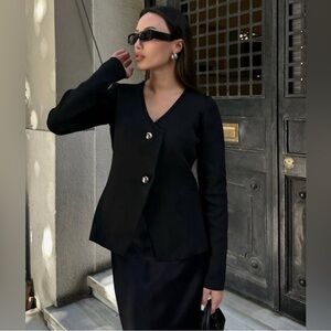 035 - SUNDAY UP black cardigan with gold button detail